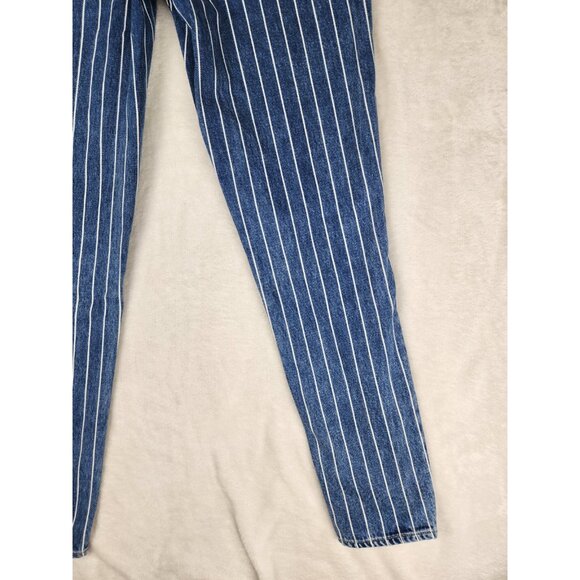 American Eagle Mom Jeans Womens 00 Blue White STRIPED Denim HIGH RISE 24 X 27 - Picture 13 of 16